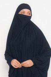 Kollu Sufle Çarşaf Üstü Peçeli Pratik Tesettür Hijab - Nikaplı Namaz Örtüsü - 1