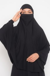 Kollu Sufle Çarşaf Üstü Peçeli Pratik Tesettür Hijab - Nikaplı Namaz Örtüsü - 10