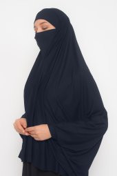 Kollu Sufle Çarşaf Üstü Peçeli Pratik Tesettür Hijab - Nikaplı Namaz Örtüsü - 3