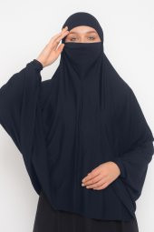 Kollu Sufle Çarşaf Üstü Peçeli Pratik Tesettür Hijab - Nikaplı Namaz Örtüsü - 4