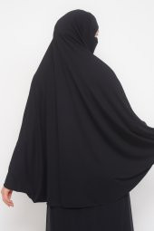 Kollu Sufle Çarşaf Üstü Peçeli Pratik Tesettür Hijab - Nikaplı Namaz Örtüsü - 9