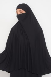Kollu Sufle Çarşaf Üstü Peçeli Pratik Tesettür Hijab - Nikaplı Namaz Örtüsü - 11