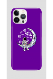 iphone 11 Pro Max Kılıf Ay ve Astronot Baskılı Lansman Silikon Kılıf Kapak - 1