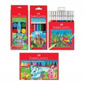 Faber-Castell 4lü Boya Seti (12li Kuru-Sulu-Pastel-Keçeli Boya) - 1