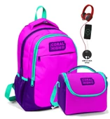 Coral High Kız Çocuk Okul Çantası ve Beslenme Çantası Seti - Pembe Mavi - 1
