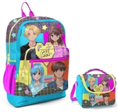 Coral High Mavi Pembe Anime Okul Sırt ve Beslenme Çantası Seti thumbnail 1