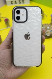 Iphone 11 Rainbow Siyah Renk Detaylı Kenarlık Korumalı Şeffaf Lüx Prizma Telefon Kılıfı - 1