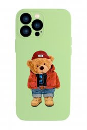 Iphone 13 Pro Uyumlu Teddy Bear Desenli Kamera Lens Korumalı Darbe Emici Premium Silikonlu Kılıf - 1