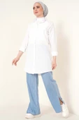 Klasik Yakalı Oval Kesim Beyaz Gömlek thumbnail 2