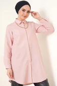 Klasik Yakalı Oval Kesim Gül Kurusu Gömlek thumbnail 1