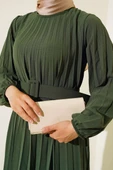 Piliseli Kemerli Ayrobin Elbise Haki thumbnail 4
