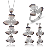 Lucky Life 925 Ayar Gumuss Çiçek Bayan Set - 1