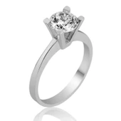 Lucky Life 925 Ayar Gumuss  Tek Taş Bayan Yüzük - 1