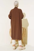 Önü Düğmeli Ayrobin Kahve Uzun Hırka - 3