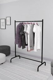 Exent Konfeksiyon Askısı Ayaklı Askılık Elbise Askılığı Siyah - 1