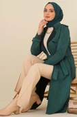 Kuşaklı Süet Trençkot Zümrüt Yeşili thumbnail 1