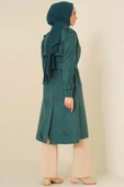Kuşaklı Süet Trençkot Zümrüt Yeşili thumbnail 3