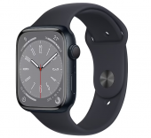 Apple Watch Series 8 GPS 45mm Gece Yarısı Alüminyum Kasa ve Spor Kordon Akıllı Saat - 1