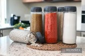 Rossel Premium Alin 12 adet Cam Kavanoz-Saklama Kabı 1500 ml Gri - 1