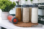 Rossel Premium Alin 12 adet Cam Kavanoz-Saklama Kabı 1500 ml Gri - 5