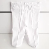 Patikli Beyaz Tek Alt Bebek Penye Pantolon - 4