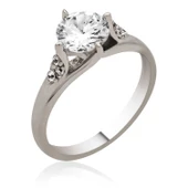 Lucky Life 925 Ayar Gumuss Tek Taş Bayan Yüzük - 1