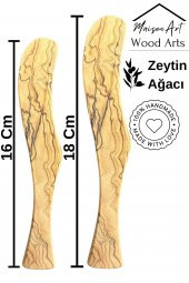 Zeytin Ağacı Tereyağ Bıçağı Seti | 2 Adet El Yapımı Ahşap Tereyağ Süreceği - 4