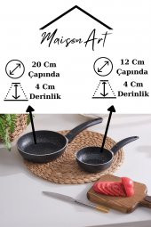 12 Cm Sos Tavası ve 20 Cm Tava Omlet Tavası Seti Granit Tava Yanmaz Yapışmaz - 3