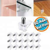 Raf Pimi Şeffaf Cam Ahşap Metal Raf Tutucu Çivisi Mobilya Dolap Pimi (50 ADET) thumbnail 1