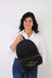 Soobepark 2 Bölmeli Kanvas Kumaş Unisex Okul Spor Günlük Fermuarlı Sırt Çantası Siyah - 2