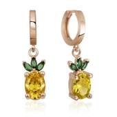 Lucky Life 925 Ayar Gumuss Ananas Figür Meyve Küpe - 1