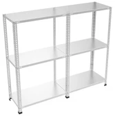 3 Katlı Duble Galvaniz Çelik Raf - Depo, Arşiv, Kiler, Dosya, Market Rafı  31x93 cm 200 cm 0.70 mm - 1