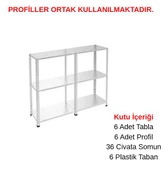 3 Katlı Duble Galvaniz Çelik Raf - Depo, Arşiv, Kiler, Dosya, Market Rafı  43x75 cm 150 cm 1.50 mm thumbnail 1