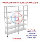 6 Katlı Duble Galvaniz Çelik Raf - Depo, Arşiv, Kiler, Dosya, Market Rafı  31x75 cm 100 cm 1.00 mm thumbnail 1