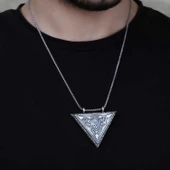 Lucky Life 925 Ayar Gumuss  Üçgen İçi Açılabilen Allah Muskalık Kolye - 2