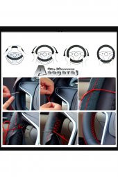 Fiat Linea Uyumlu Dikmeli Direksiyon Kılıfı Noktalı-alkantara Siyah - 4