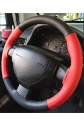 10 Adet Universal Deri Dikmeli Direksiyon Kılıfı Iki Renkli Kırmızı-siyah -4parçalı-38-10 thumbnail 1