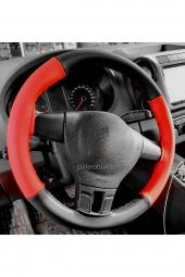 10 Adet Universal Deri Dikmeli Direksiyon Kılıfı Iki Renkli Kırmızı-siyah -4parçalı-38-10 thumbnail 4