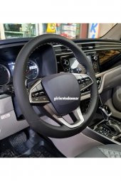 Ford Courier Uyumlu Dikmeli Direksiyon Kılıfı Siyah Deri-gri Ipli Esnek Ve Kokusuz ( 38×10.5cm ) thumbnail 2