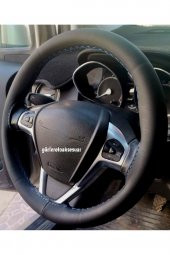 10 Adet Universal Deri Dikmeli Direksiyon Kılıfı Soft Siyah Deri-mavi Ipli (38-10cm) thumbnail 2