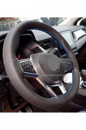 10 Adet Universal Deri Dikmeli Direksiyon Kılıfı Soft Siyah Deri-mavi Ipli (38-10cm) thumbnail 4