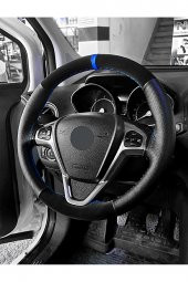 Dacia Stepway Uyumlu Dikmeli Direksiyon Kılıfı Noktalı-Nubuk Mavi Yüzüklü - 1