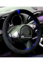 Volkswagen Passat Uyumlu Alcantara Dikmeli Direksiyon Kılifı Mavi Yüzüklü thumbnail 1