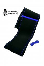 Volkswagen Passat Uyumlu Alcantara Dikmeli Direksiyon Kılifı Mavi Yüzüklü thumbnail 2