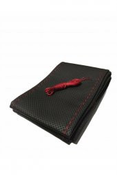 Fiat Doblo 2010 Ve Sonrası Uyumlu Dikmeli Direksiyon Kılıfı Noktalı Kırmızı Ipli 11cm thumbnail 2