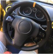 Fiat Fiorino Uyumludur (2010-2021) Dikmeli Direksiyon Kılıfı Carbon Desenli-alkantra Sarı Yüzük - 3