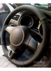 Opel Corsa C Kasa Uyumlu Dikmeli Direksiyon Kılıfı Noktalı-Soft Siyah ( 38-10.5CM ) - 2