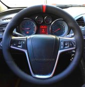 Fiat Doblo Uyumludur Deri Dikme Direksiyon Kılıfı Soft Kırmızı Yüzüklü Model thumbnail 4