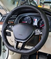 Vw Polo 2017> Uyumludur Carbon Direksiyon Kılıfı Dikmeli Noktalı Karbon Siyah thumbnail 2