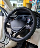 Vw Passat Polo 2017>  Uyumlu Karbon Direksiyon Kılıfı Dikmeli Noktalı Karbon Siyah thumbnail 1